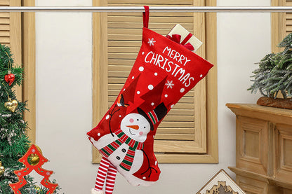 Christmas Stocking Goodies Sock Xmas Wall Tree Party Hanging Candy Bag Decoration-Snow Man