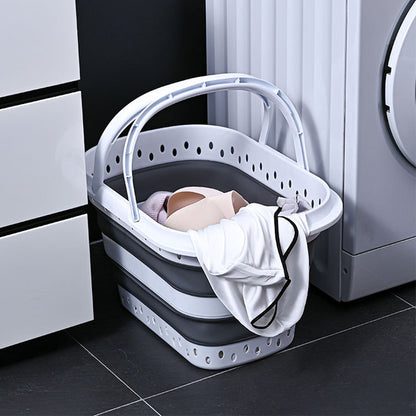 Foldable Collapsible Laundry Basket with Handle for Space Saving Storage-Grey