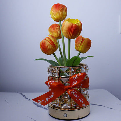 Tulip Flower Lamp Valentine¡¯s Day Gifts 3 Color Dimming Night Light -Orange