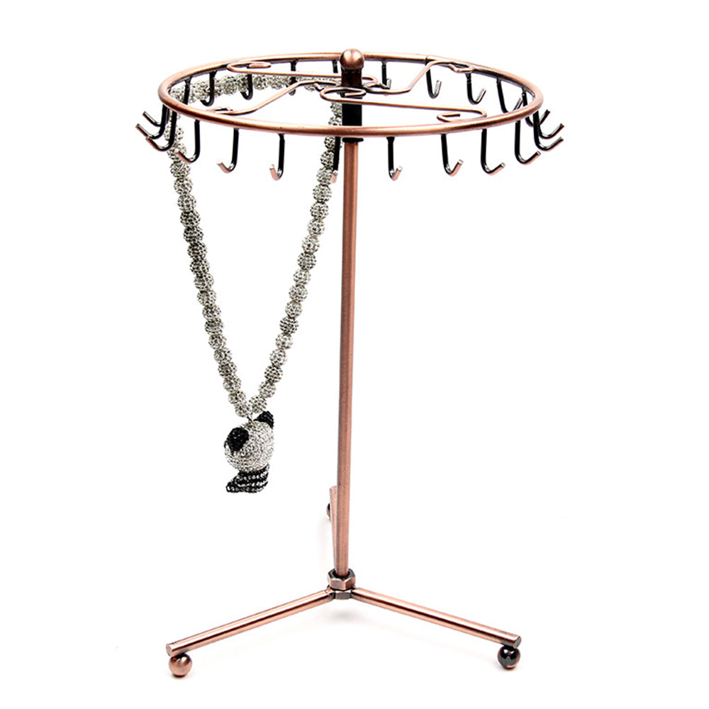 23-Hook Rotating Jewelry Display Rack Ring Holder Organizer Necklace Stand Bronze