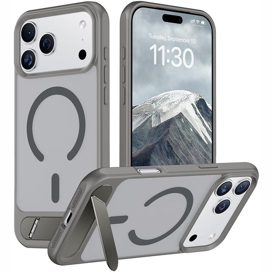 Shockproof Foldable Stand Case for iPhone 18 Series - Grey