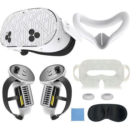 7-Piece Silicone Protective Case Set for Meta Quest 3S VR Headset Accessories White