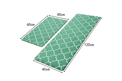 2 PCS Entryway Rug Door Mats Non-Slip Rubber Backing For Kitchen-Green