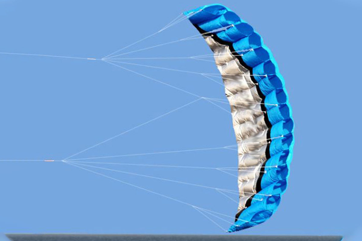 2.5m Dual Line Parafoil Parachute Stunt Sport Beach Kite Outdoor Frameless Toy-Blue