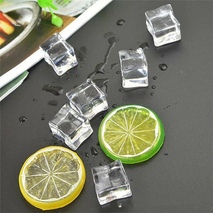 25 Pack Clear Simulated Ice Cubes for Drink Reusable Ice Cubes