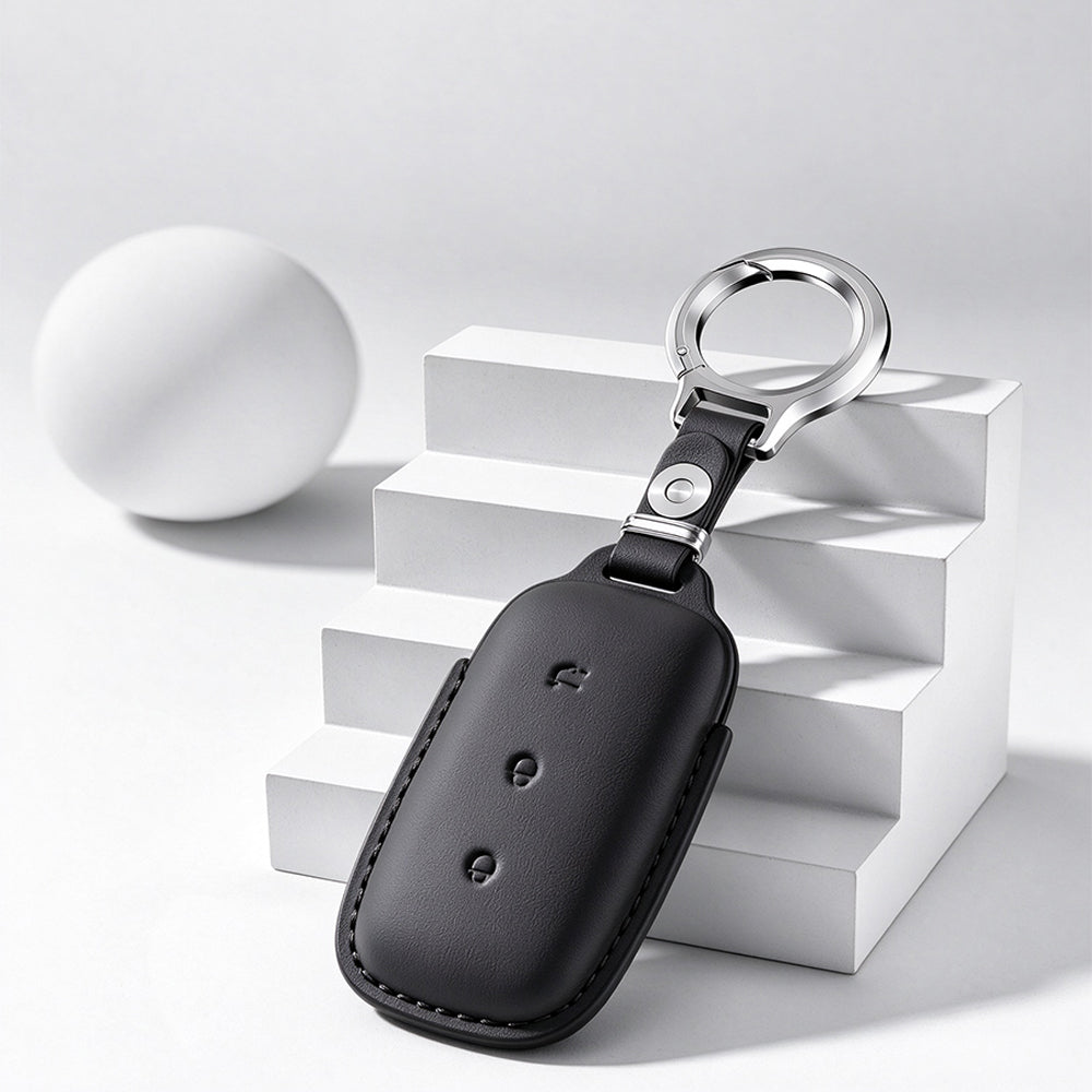 Leather Key Fob Cover Fit for Geely Galaxy E5 EX5 - Black