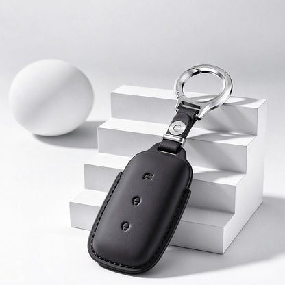 Leather Key Fob Cover Fit for Geely Galaxy E5 EX5 - Black