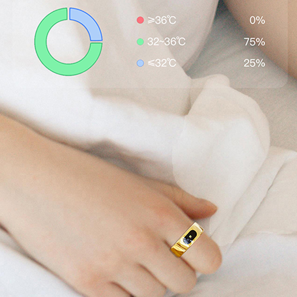 Smart Ring Health Tracker Ring with Touch Control - Gold