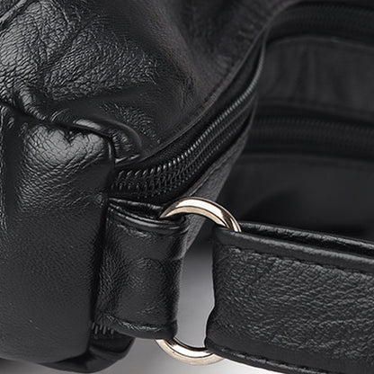 Two-Layer PU Leather Crossbody Bag for Women-Black