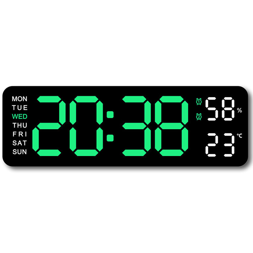 Alarm Clock Dual Alarm Wall Clock with Temperature and Humidity - Green