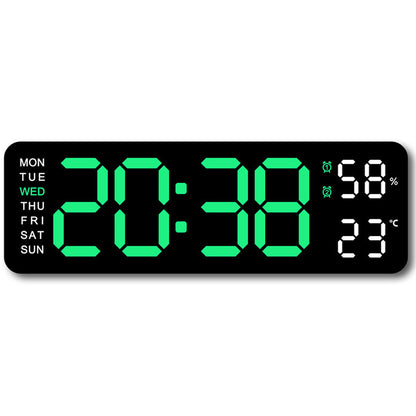 Alarm Clock Dual Alarm Wall Clock with Temperature and Humidity - Green