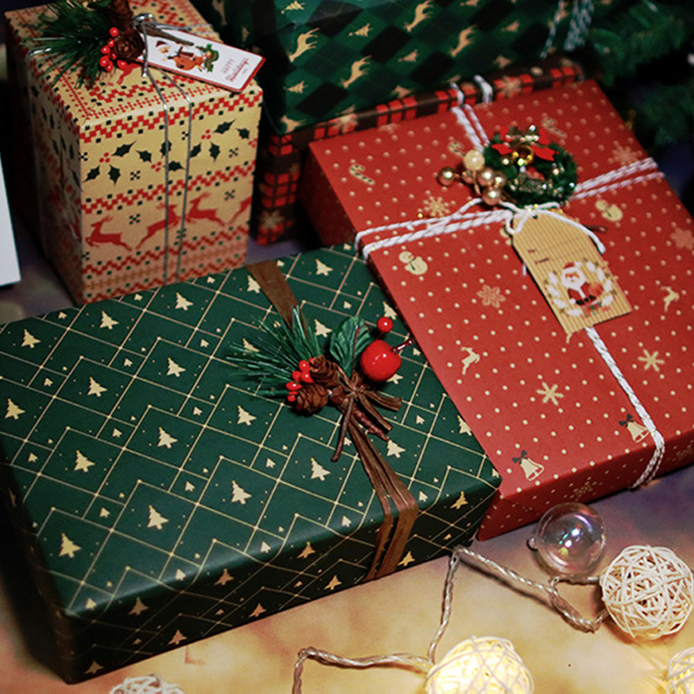 6 Sheet Christmas Gift Wrapping Paper Set Retro Christmas Wrapping Paper