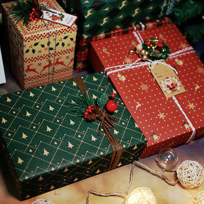 6 Sheet Christmas Gift Wrapping Paper Set Retro Christmas Wrapping Paper