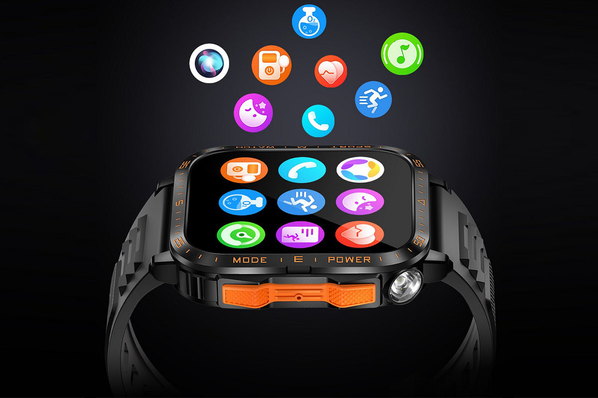 Smart Watch Fitness Tracker Heart Rate Sleep Monitor 100 Sport Modes for Android iOS -Black and Orange