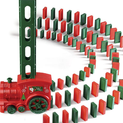 Kids Domino Electric Train Toy Set with Sound Kids Construction Stacking Toys Christmas Gift Toy