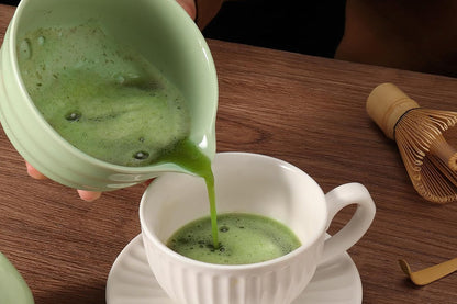 5Pcs Matcha Set Whisk Bowl Spout Scoop Green