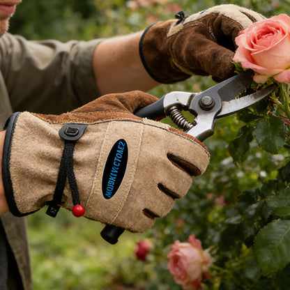 Leather Work Gloves for Men Women Gardening Construction Farm Ranch Work