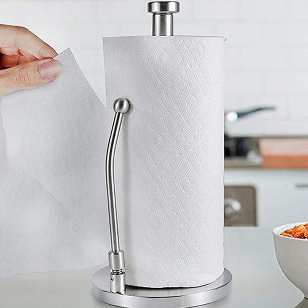 Stainless Steel Roll Paper Stand Tension Arm Standing Paper Towel Holder Style 2