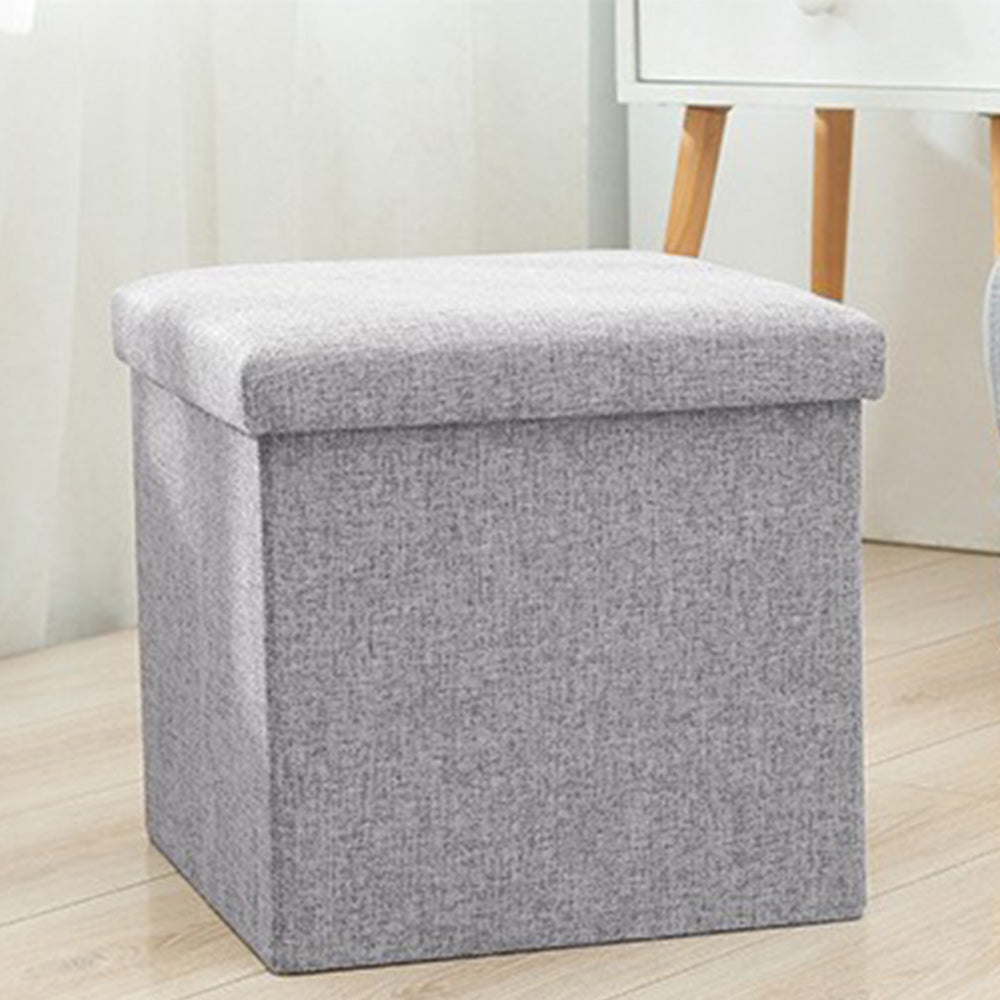 Foldable Storage Ottoman Shoe Bench with Thick Foam Lid - Grey