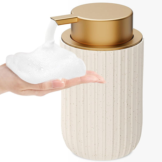 300ml Ceramic Foaming Soap Dispenser for Bathroom Kitchen-Beige