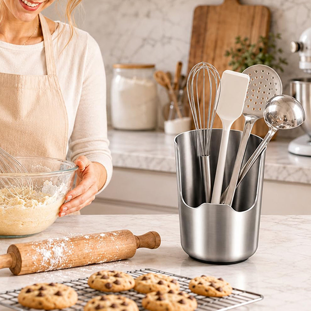 Stainless Steel Utensil Holder and Pot Lid Organizer