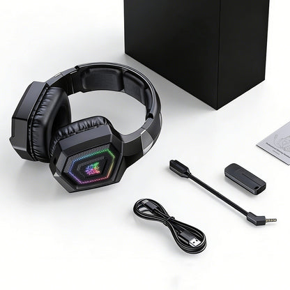 2.4GHz Wireless Gaming Headset with Flip Microphone for PC-Black