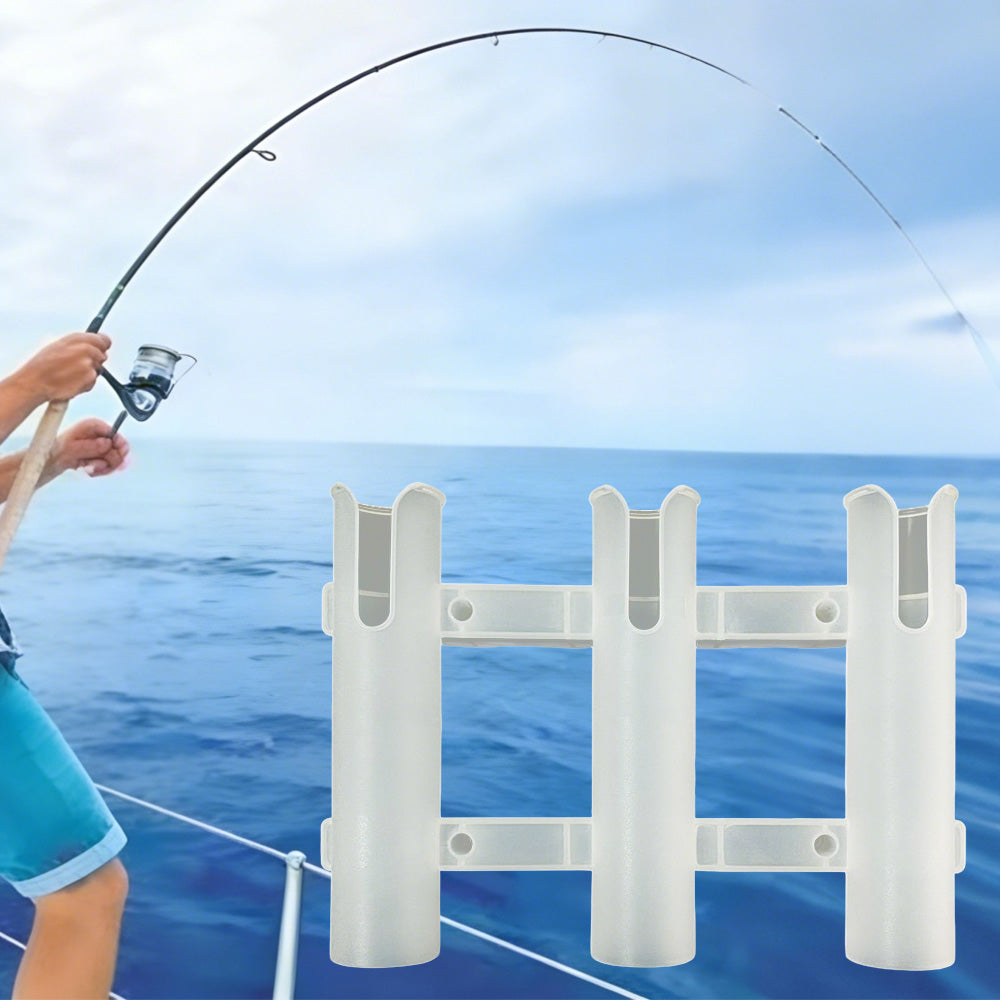 3 Tube Fishing Rod Holder Bracket Mounted Fishing Rack For Boats Garage Cooler-White