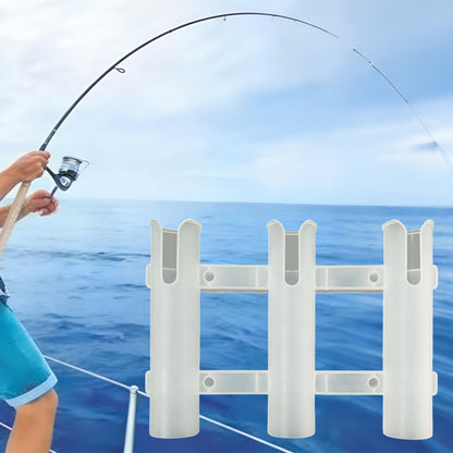 3 Tube Fishing Rod Holder Bracket Mounted Fishing Rack For Boats Garage Cooler-White