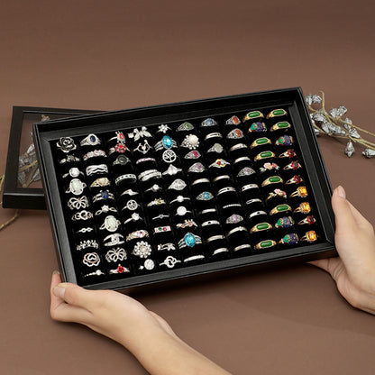 100 Slots Jewelry Ring Display Organizer Case Tray Holder Earring Storage Box