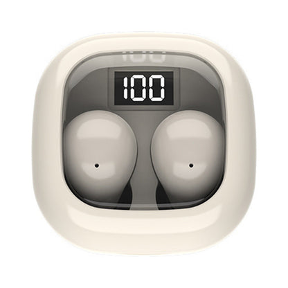 Wireless Bluetooth Small Headphone  Mini Invisible Earbuds with Charging Case for Sleep Work Sports Beige