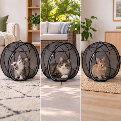 Cat Hamster Ball for Outside Rolling Cat Enclosure Pop Up Playpen - Black