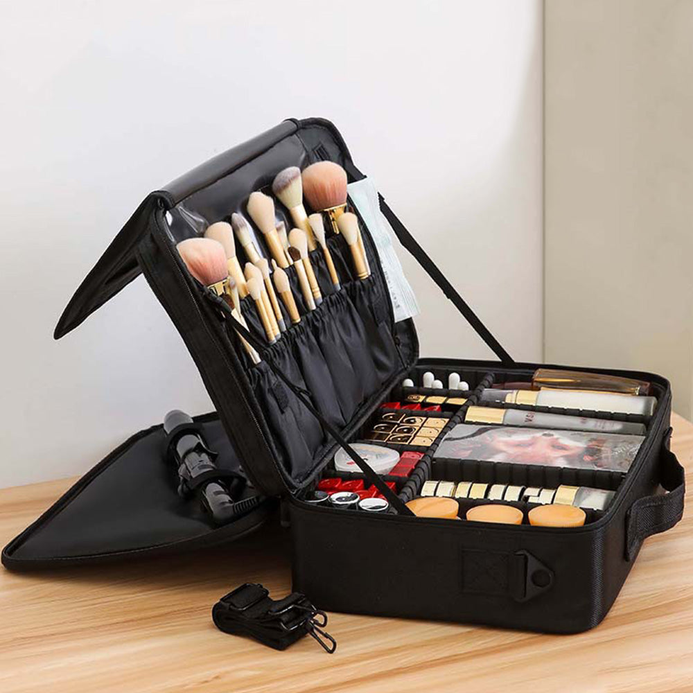 Large Capacity Makeup Bag 3 Layer Cosmetic Case