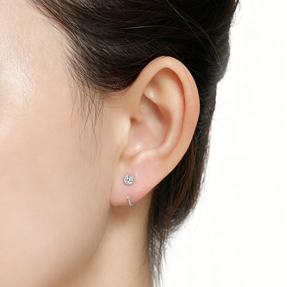 Half Hoop Earrings Lightweight Sterling Silver Stud Earrings