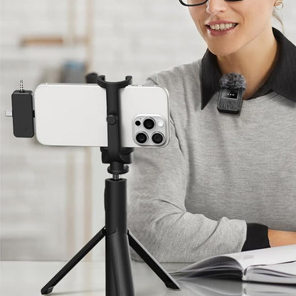 3-in-1 2.4G Wireless Lavalier Microphone Set Compatible with iPhone Android Device for Recording Live Streaming