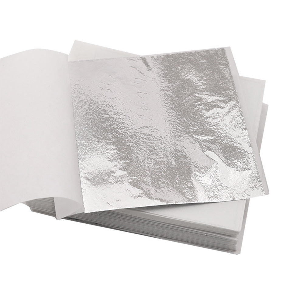 100 PCS Imitation Gold Silver Leaf Sheets-Silver