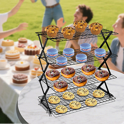 4 Tier Foldable Cooling Rack Stackable Wire Rack for Baking and Cooking