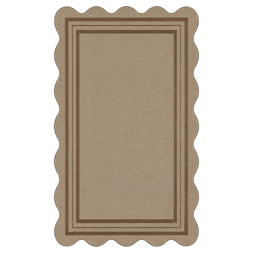 Geometric Crystal Velvet Area Rug Non-Slip Washable Floor Mat - Khaki