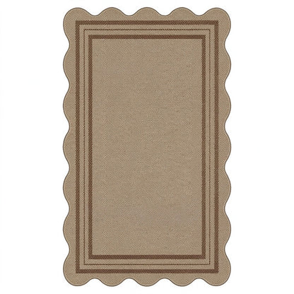 Geometric Crystal Velvet Area Rug Non-Slip Washable Floor Mat - Khaki