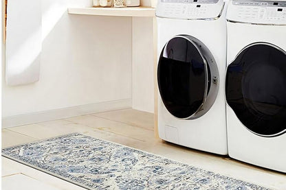 2Pcs Boho Anti-Fatigue Kitchen Mats Non-Slip Cushioned for Kitchen Sink Laundry -Navy Blue