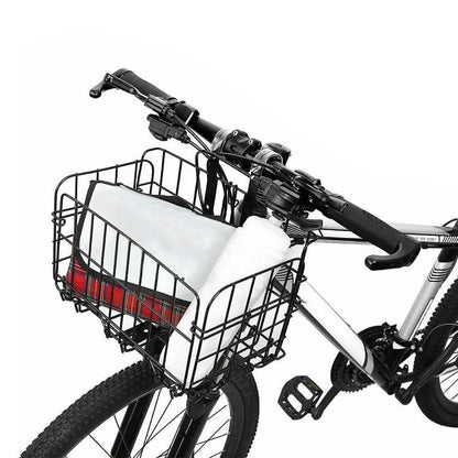 Foldable Bicycle Basket Front & Rear Hanging Storage Rack for Mountain Bike Black