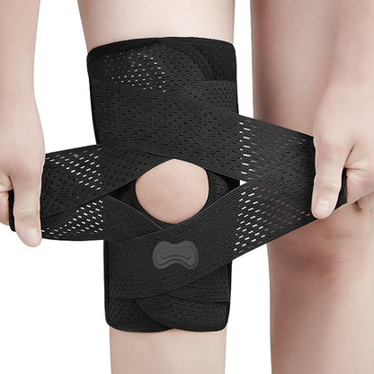 Pair of Adjustable Knee Brace Breathable Knee Support Pads for Workout Sports Black
