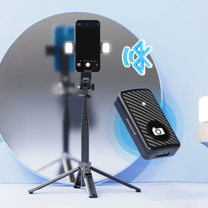 Bluetooth Selfie Stick Tripod 4 Leg Floor Stand with Dual Fill Light-Black