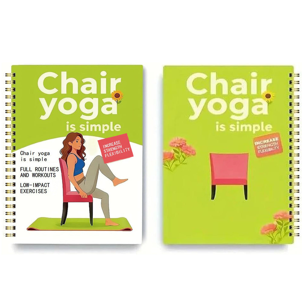 Adult 30 Day Chair Yoga Spiral Notebook Sitting Guide Book - Green