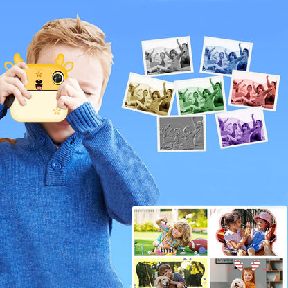 Kids Instant Camera Dual Camera Print Cam 1080P Video Recorder Digital Camera Gift for Boys Girls-Yellow