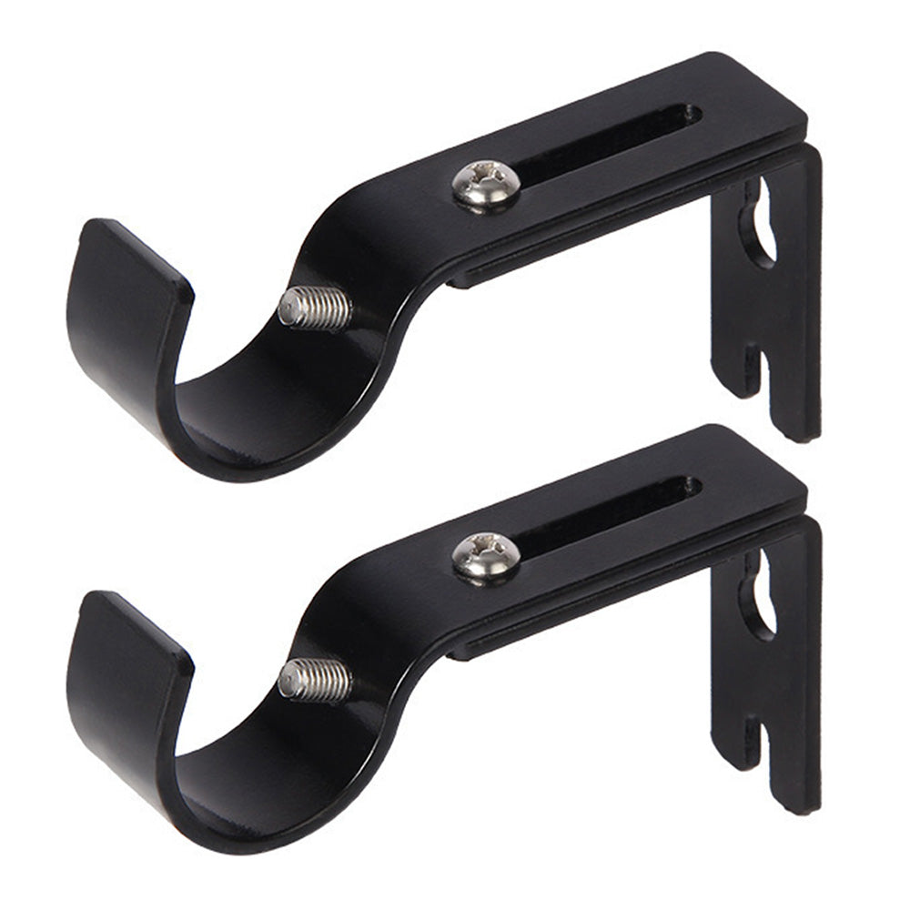 2PCS Adjustable Curtain Rod Brackets ââ‚?Wall Mount Holders for Drapes Black