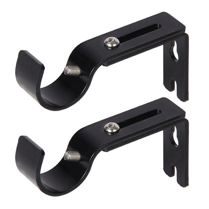 2PCS Adjustable Curtain Rod Brackets ââ‚?Wall Mount Holders for Drapes Black