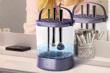 Water-Resistant Electric Makeup Brush Cleaner Automatic Brush Cleaner Dryer Tool-Purple