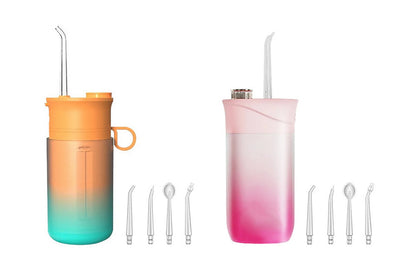 2Pcs Oral Care Tools For Teeth Cleaning And Telescopic Dental Hygiene-Orange And Pink