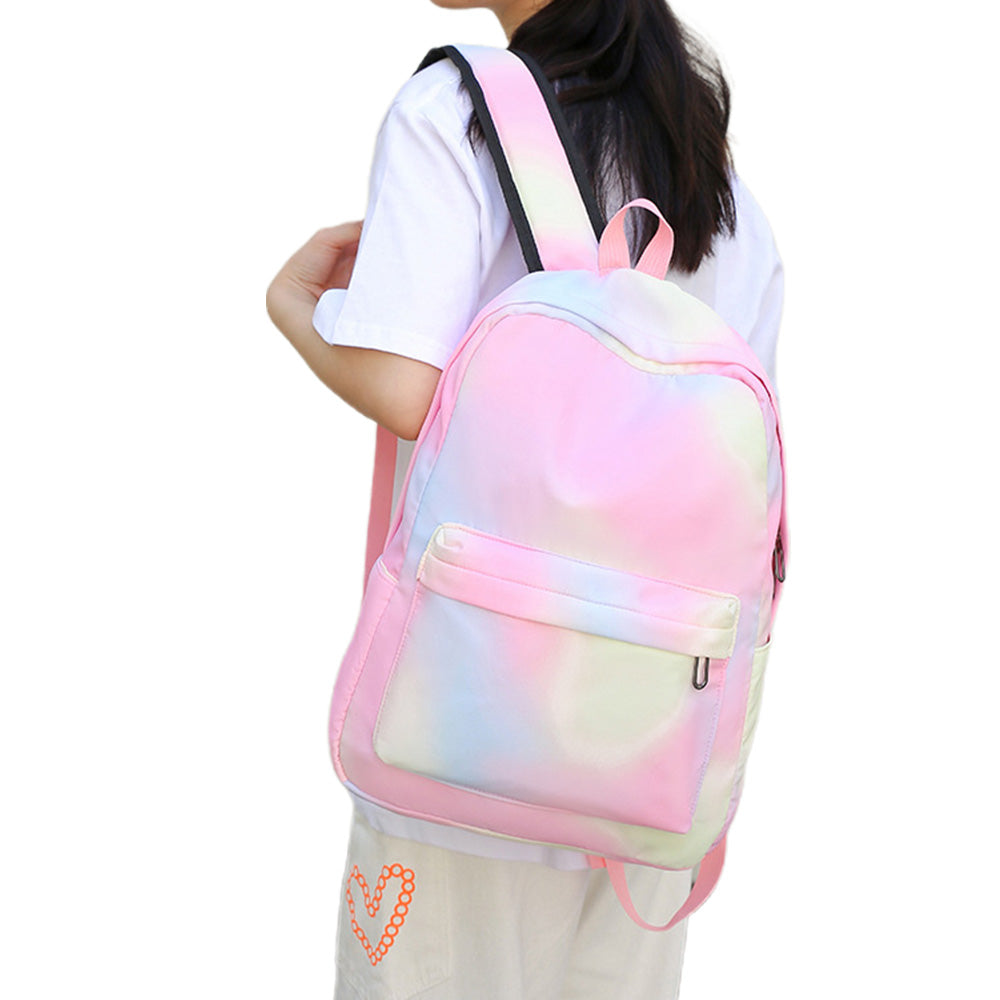 3PCS Girls Gradient Color Backpack School Backpack Lunch Bag Pencil Case-Pink