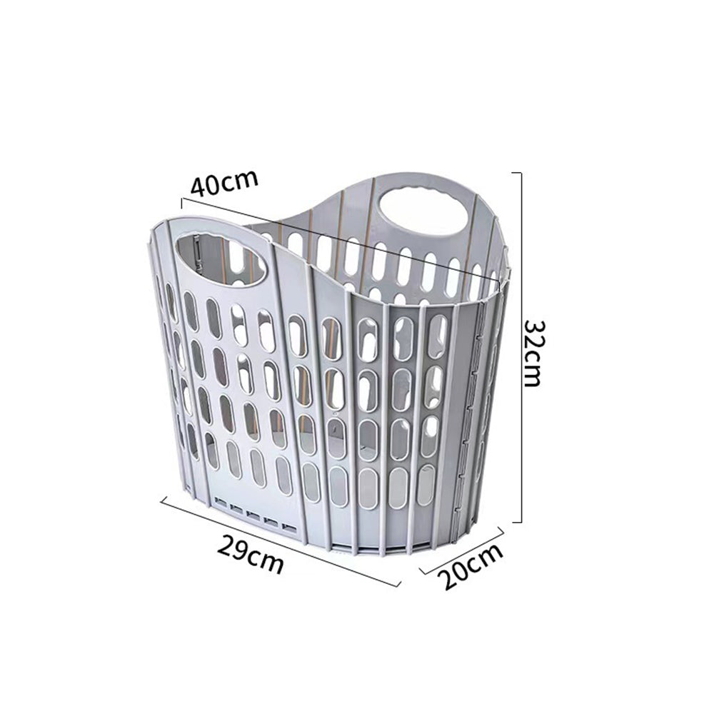 Collapsible Plastic Laundry Basket Folding Washing Clothes Storage Organizer-Grey